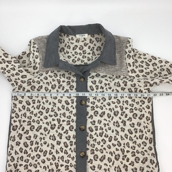 Umgee Button Down Leopard Print Corduroy Top - Picture 12 of 14